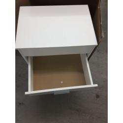 White nightstand with 2 drawers and elevating top