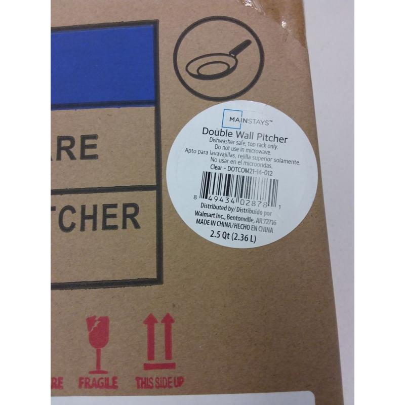 Mainstays 2.5 Quart Double Wall Clear Pitcher