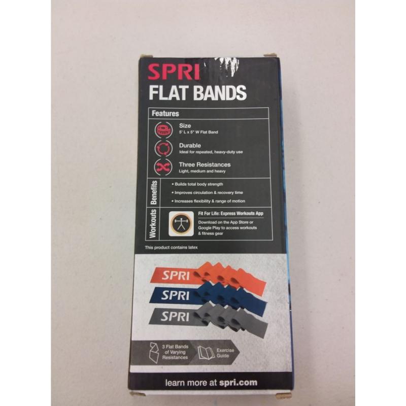 SPRI Flat Bands, Resistance Stretch Band Kit, 3 Pack (Light, Medium, Heavy)