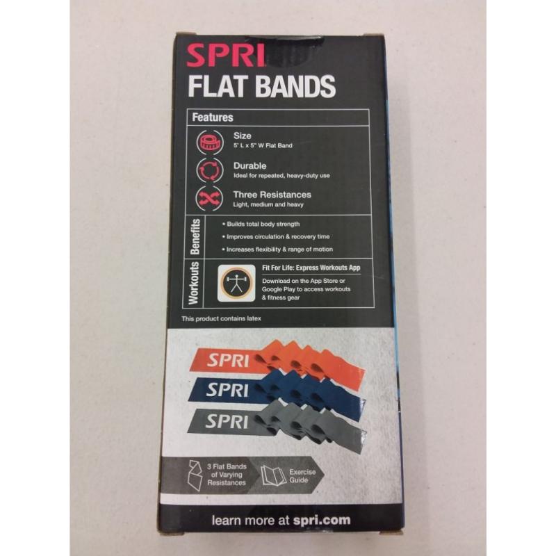SPRI Flat Bands, Resistance Stretch Band Kit, 3 Pack (Light, Medium, Heavy)
