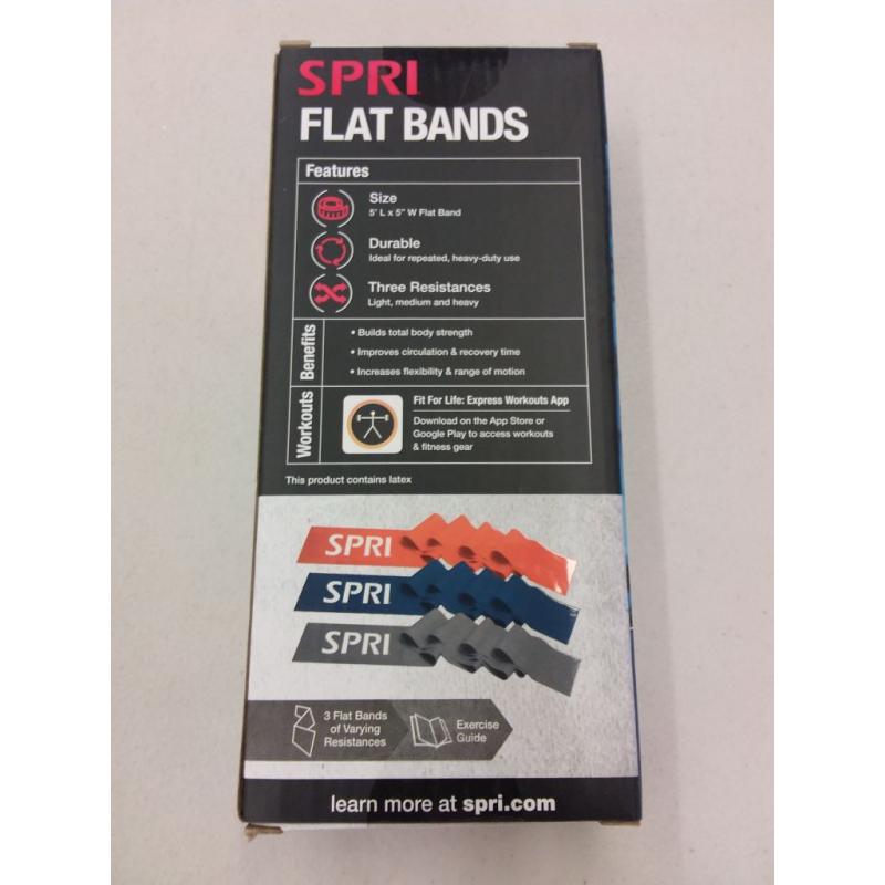 SPRI Flat Bands, Resistance Stretch Band Kit, 3 Pack (Light, Medium, Heavy)