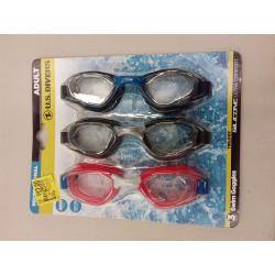 U.S. Divers Trilogy Adult Swimming Goggles - UV and Anti-Fog Protection (Multi-Color) 3 Pack