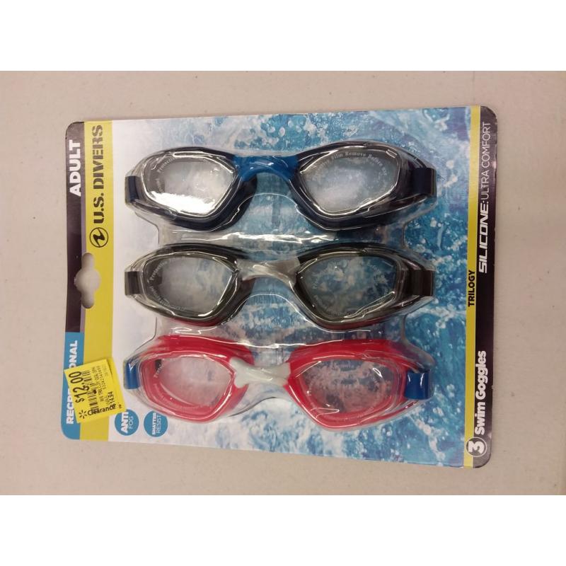 U.S. Divers Trilogy Adult Swimming Goggles - UV and Anti-Fog Protection (Multi-Color) 3 Pack