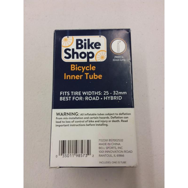 Bike Shop Bicycle Inner Tube, Presta Valve, 700 x 25-32mm