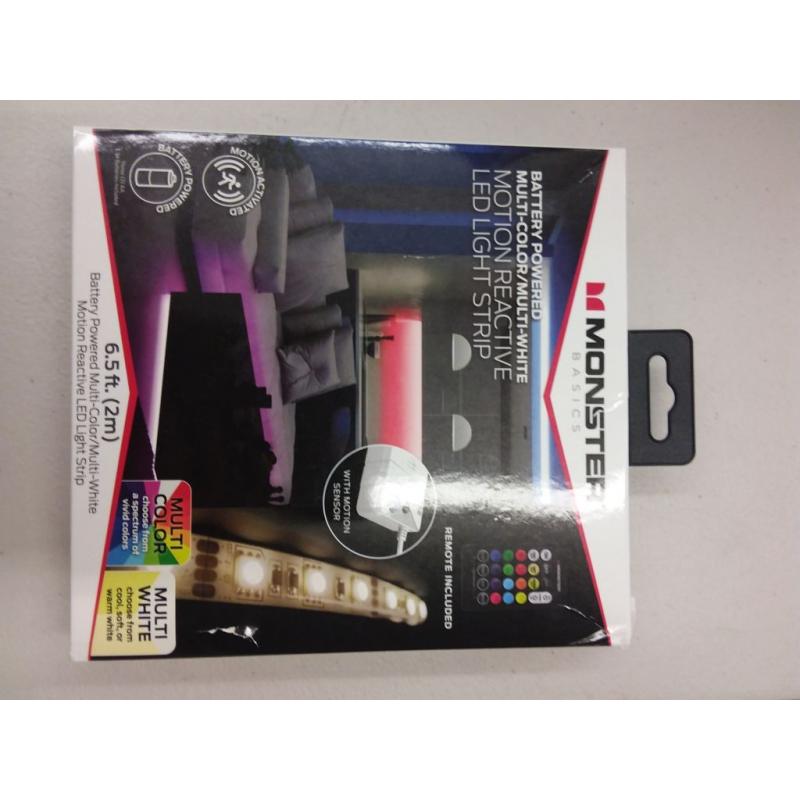 Monster Smart LED Light Strip, Sound Reactive Lights, Multi-Color, USB-Powered, Fits Any Space, 6.5 ft