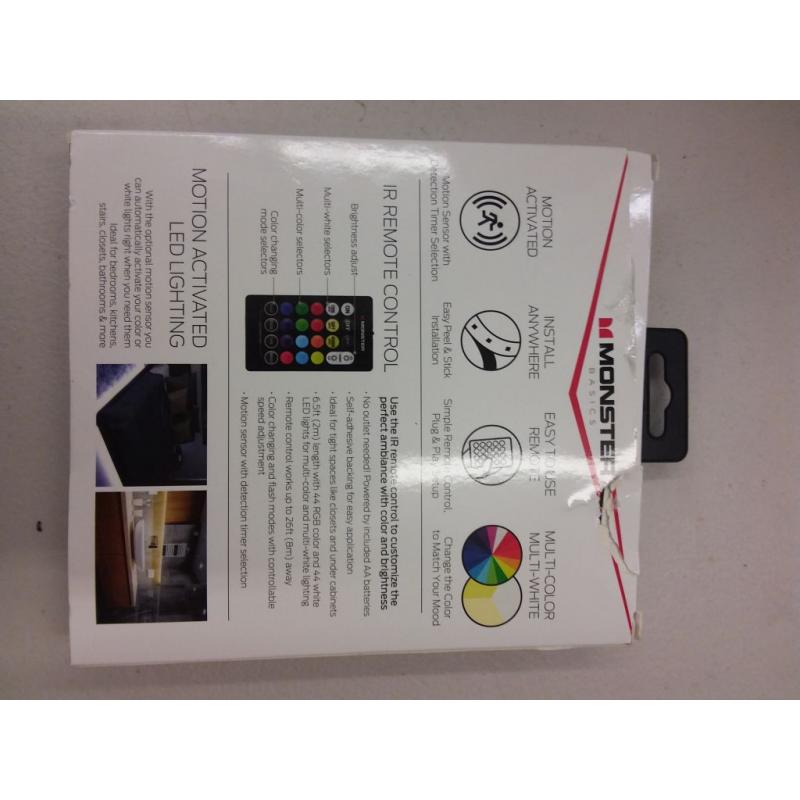 Monster Smart LED Light Strip, Sound Reactive Lights, Multi-Color, USB-Powered, Fits Any Space, 6.5 ft