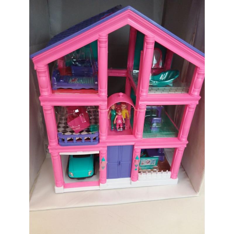 Kid Connection 3-Story Dollhouse Play Set with Working Garage and Elevator, 24 Pieces