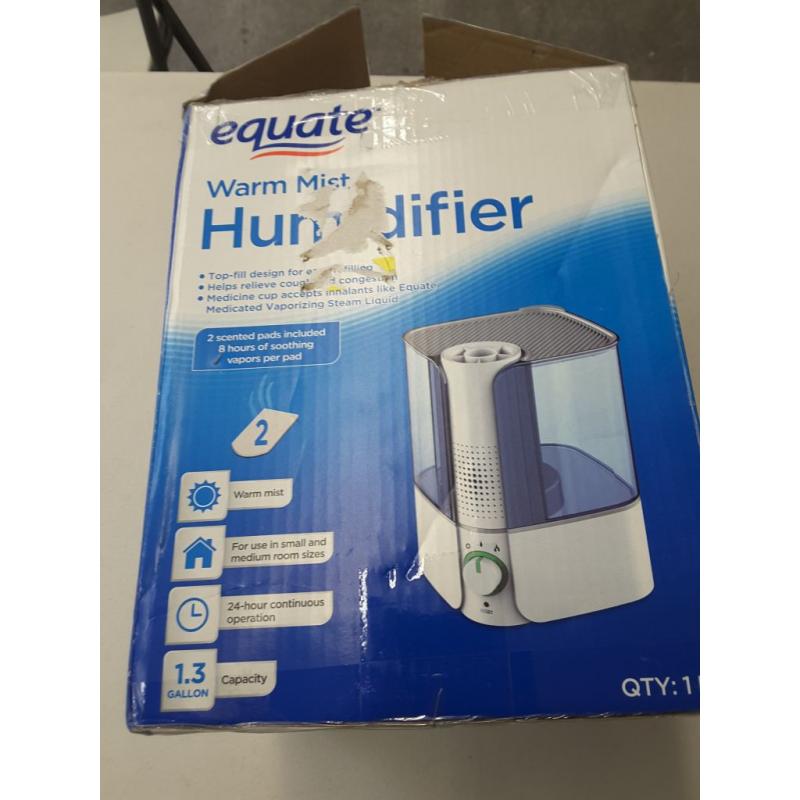 Equate Warm Mist Humidifier, Top Fill, 1.3Gallon, Visible Mist