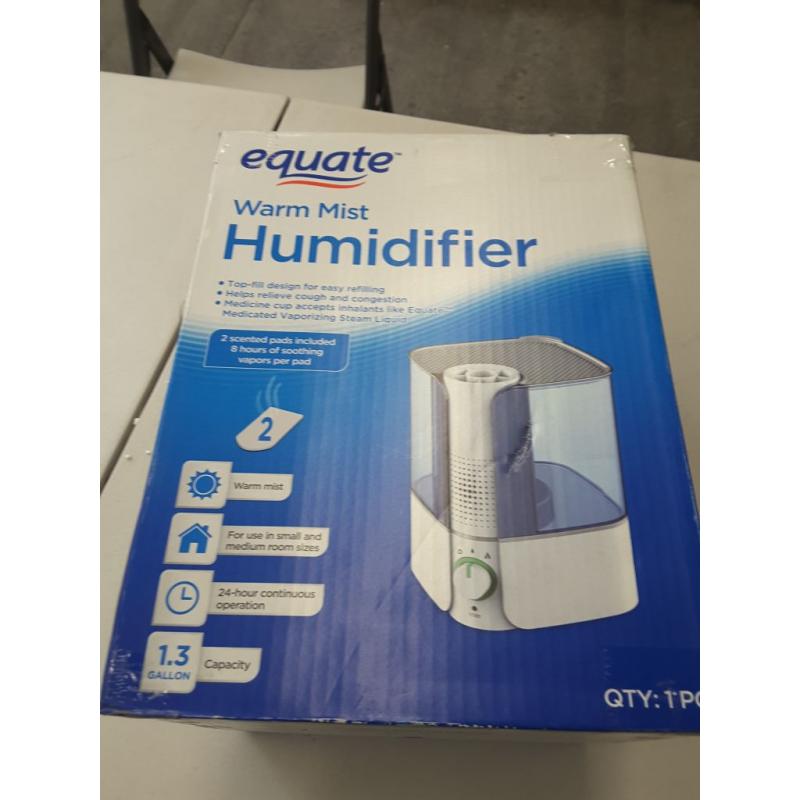 Equate Warm Mist Humidifier, Top Fill, 1.3Gallon, Visible Mist