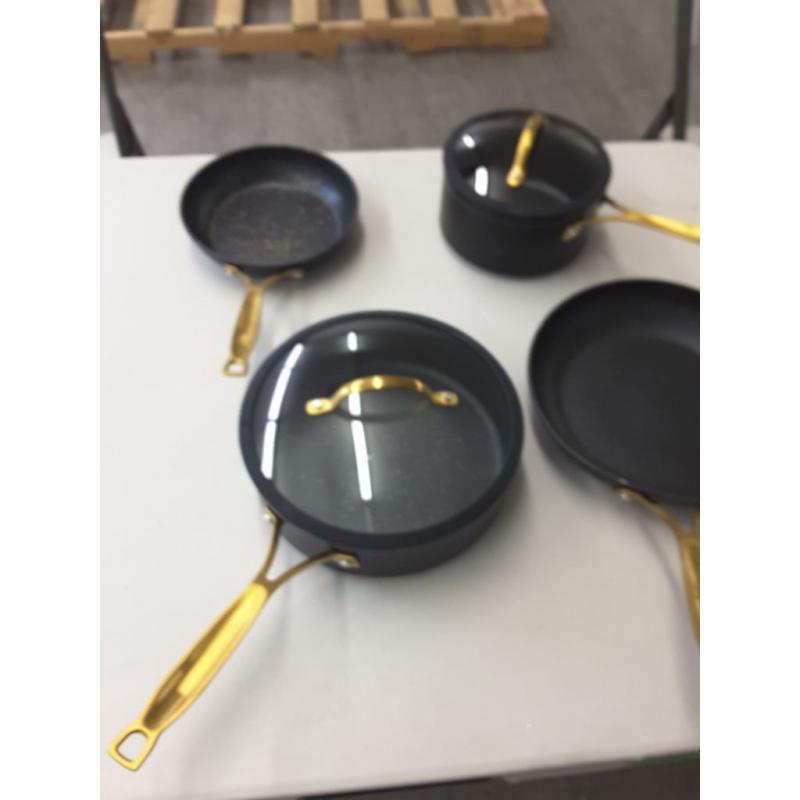 Thyme & Table Non-Stick 12 Piece Gold Pots And Pans Cookware Set