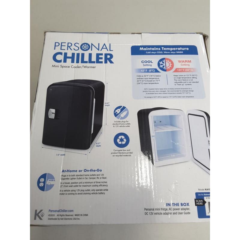 Personal Chiller 6-Can Mini Refrigerator, Black