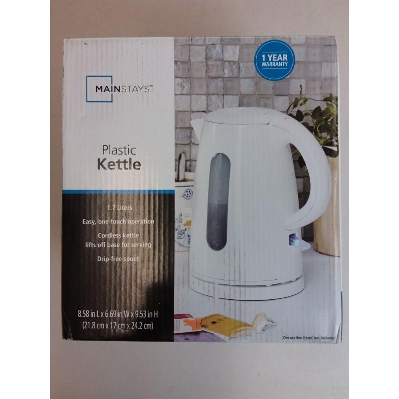 Mainstays Plastic 1.7 White Kettle