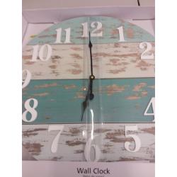 Mainstays Real Wood Plank Clock, Analog, Coastal, Modern Farmhouse, Cool Blue Finish