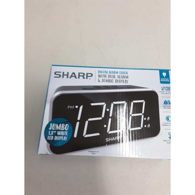 Sharp Dual Alarm with Jumbo Easy to Read 1.8” White LED Display, SPC736A