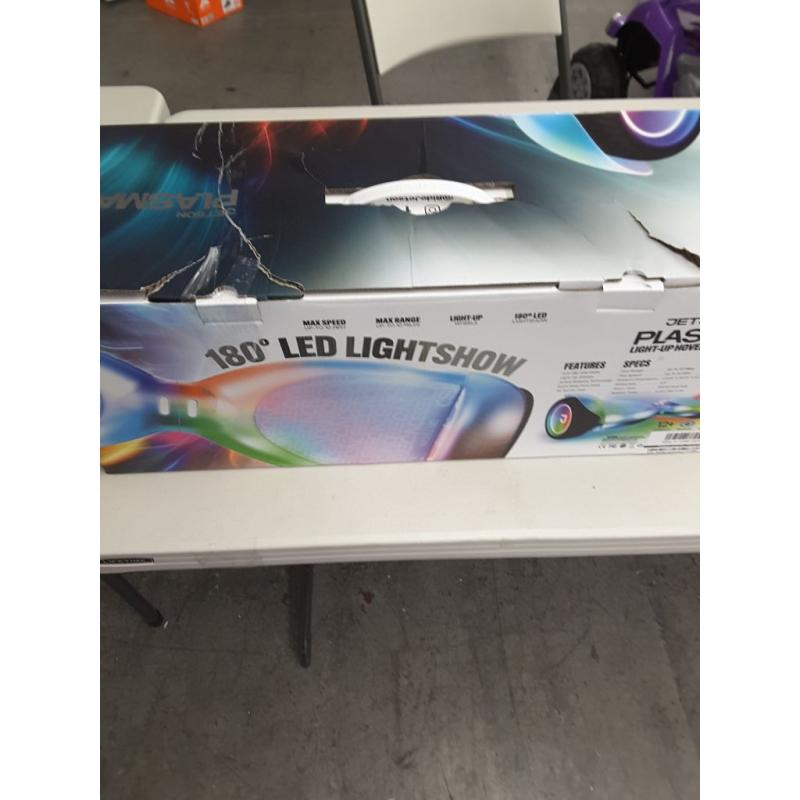 Jetson Plasma Hoverboard | Weight Limit 220 lb, Ages 12+ | Black | LED Liquid Light Patterns, Anti-Slip, All-Terrain Tires | 10 MPH | Range 10 Miles | 3 Hr Charge Time | 36V, 2.5Ah Lithium-Ion