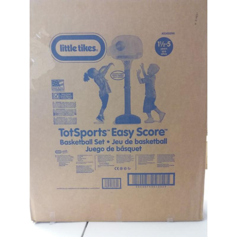 Little Tikes TotSports Easy Score Toy Basketball Hoop with Ball, Height Adjustable, Indoor Outdoor Backyard Toy Sports Play Set For Kids Girls Boys Ages 18 months to 5 Year Old, Blue