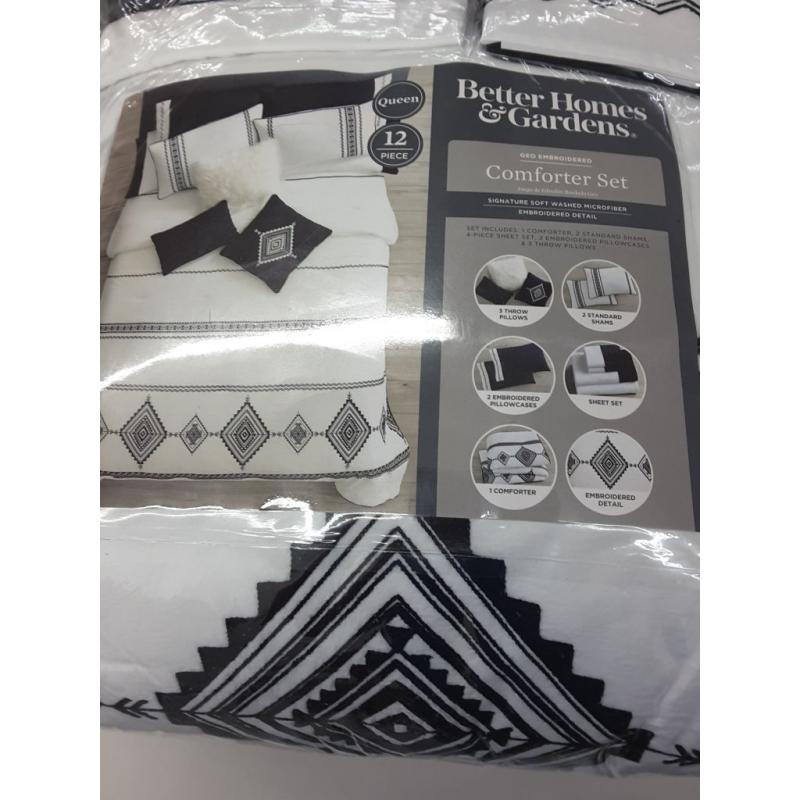 Better Homes & Gardens Black and White Summit 12 Piece Bed in a Bag Comforter Set, Queen