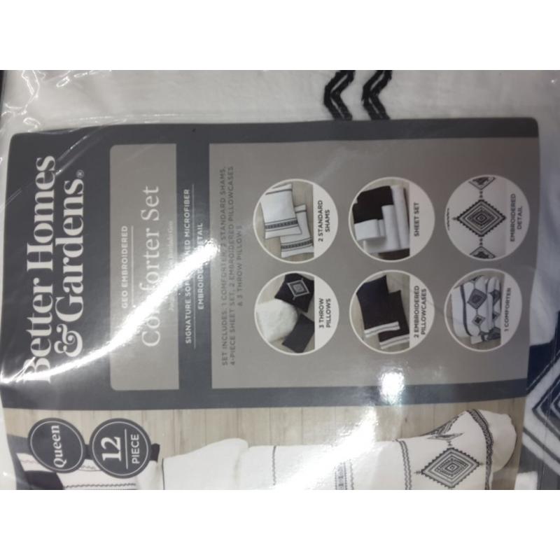Better Homes & Gardens Black and White Summit 12 Piece Bed in a Bag Comforter Set, Queen