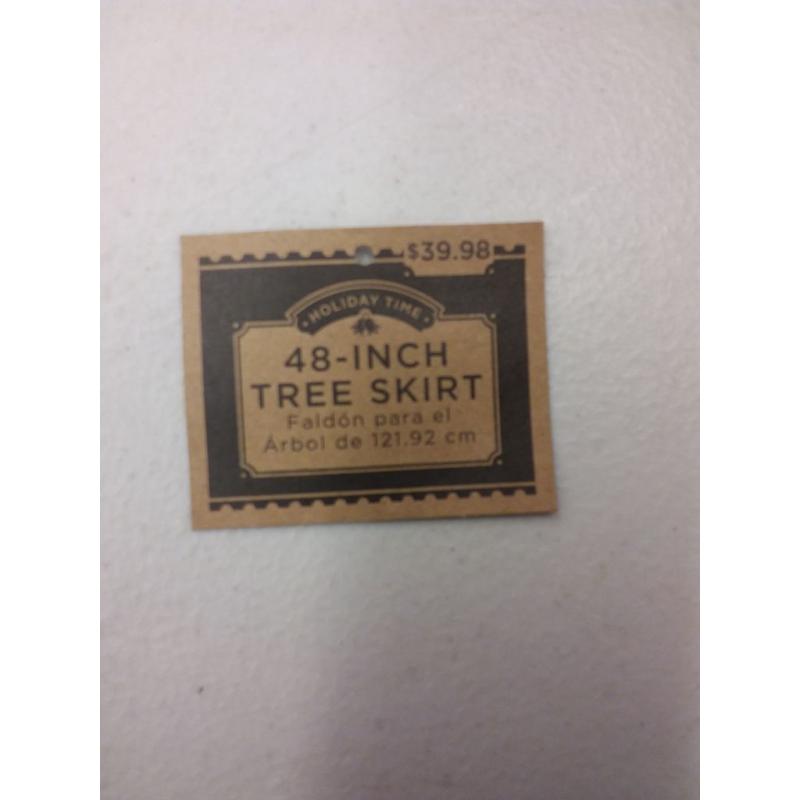 Holiday Time Cream Knit Christmas Tree Skirt, 48 inch