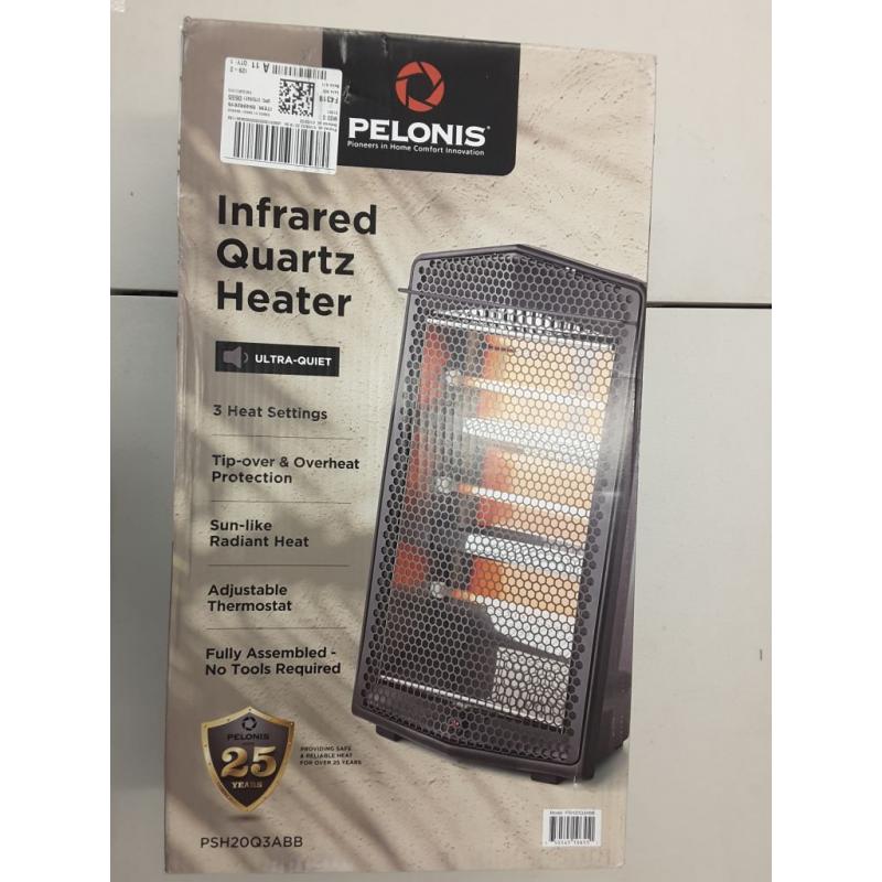Pelonis 1500W Electric Quartz Radiant Heater with 3-Heat Settings, PSH20Q3ABB, Black