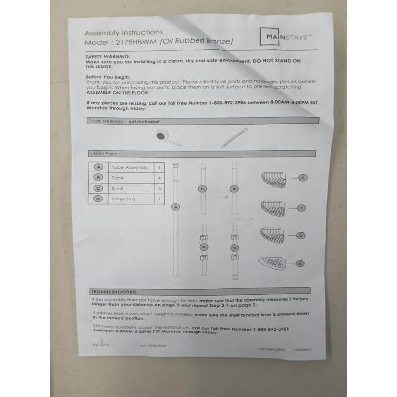 Tension pole shower caddy