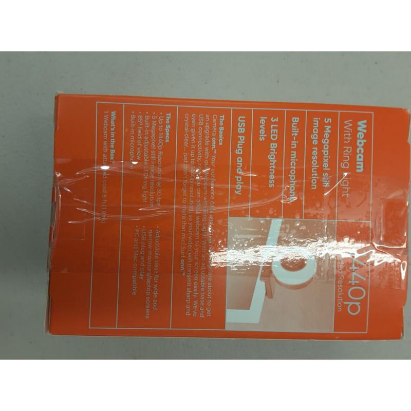 Webcam with Ring Light-3 LED levels, Autofocus, Up to 1440p Resolution