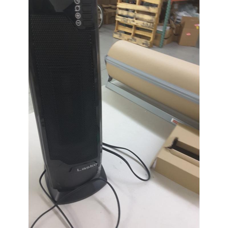 Lasko 1500W Oscillating Ceramic Tower Space Heater with Remote, CT22835, Black