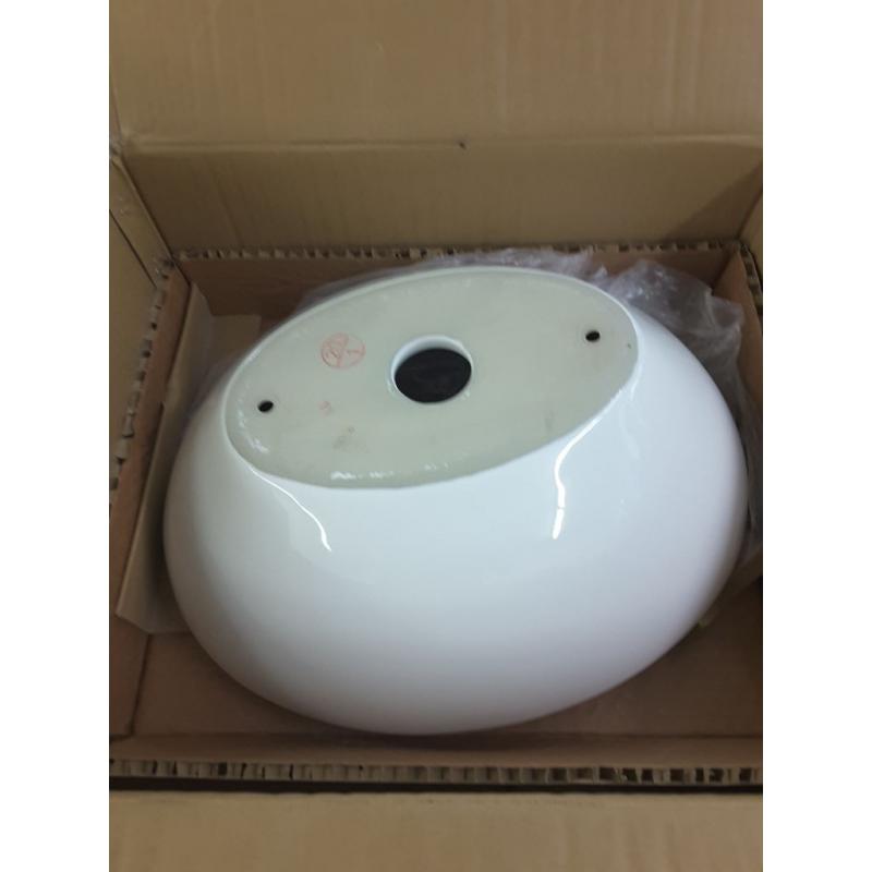 KES 16 x 13 Oval White Ceramic Vessel Sink - Modern Egg Shape Above Counter Bathroom Vanity Bowl