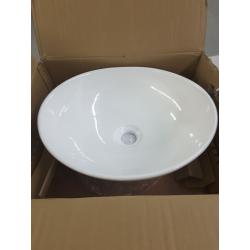 KES 16 x 13 Oval White Ceramic Vessel Sink - Modern Egg Shape Above Counter Bathroom Vanity Bowl