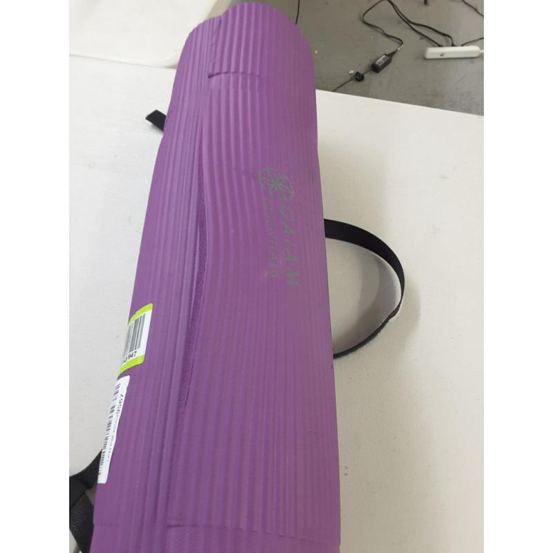 Gaiam Essentials Thick Yoga Mat Fitness & Exercise Mat with Easy-Cinch Yoga Mat Carrier Strap, Purple, 72 InchL x 24 InchW x 2/5 Inch Thick