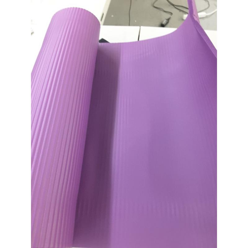 Gaiam Essentials Thick Yoga Mat Fitness & Exercise Mat with Easy-Cinch Yoga Mat Carrier Strap, Purple, 72 InchL x 24 InchW x 2/5 Inch Thick