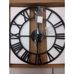 Large Modern Metal Wall Clocks Rustic Round Silent Non Ticking Battery Operated