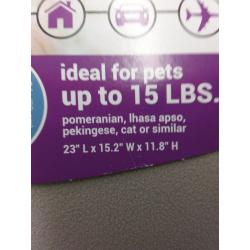 Pet Taxi Dog Kennel,** NO cage door** 23 inch Length