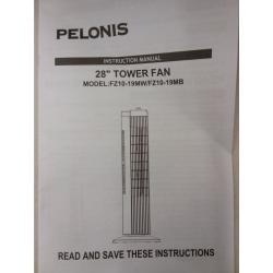Pelonis 28 3-Speed Oscillating Tower Fan, White