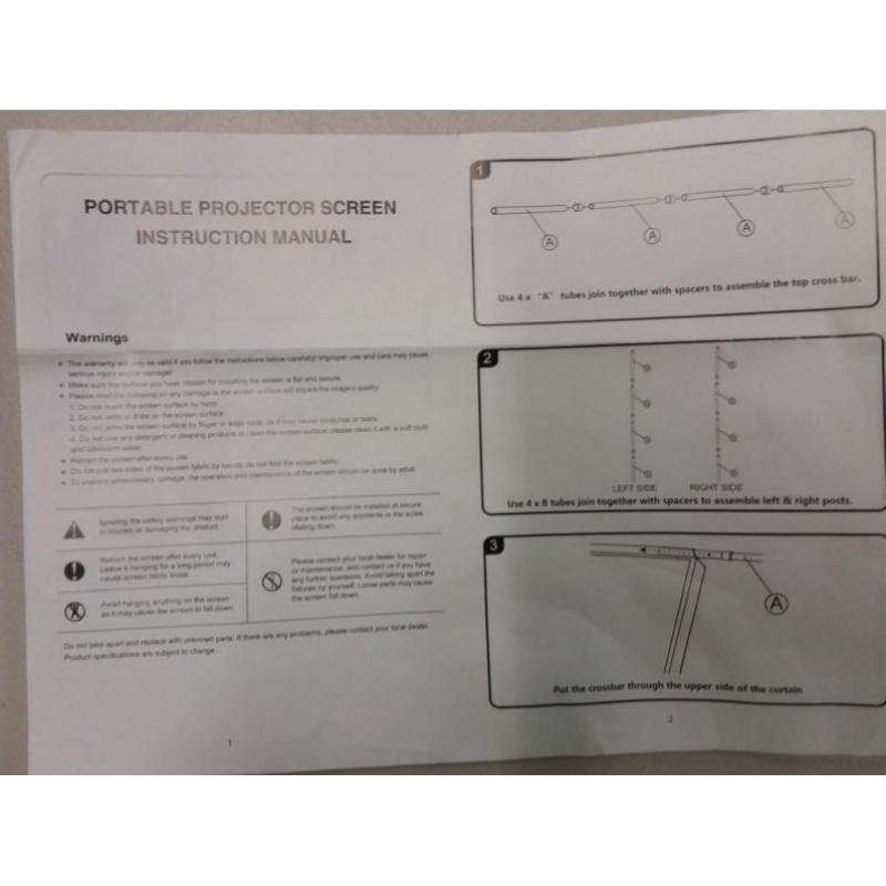 Portable projector screen 1800mm x 1800mm
