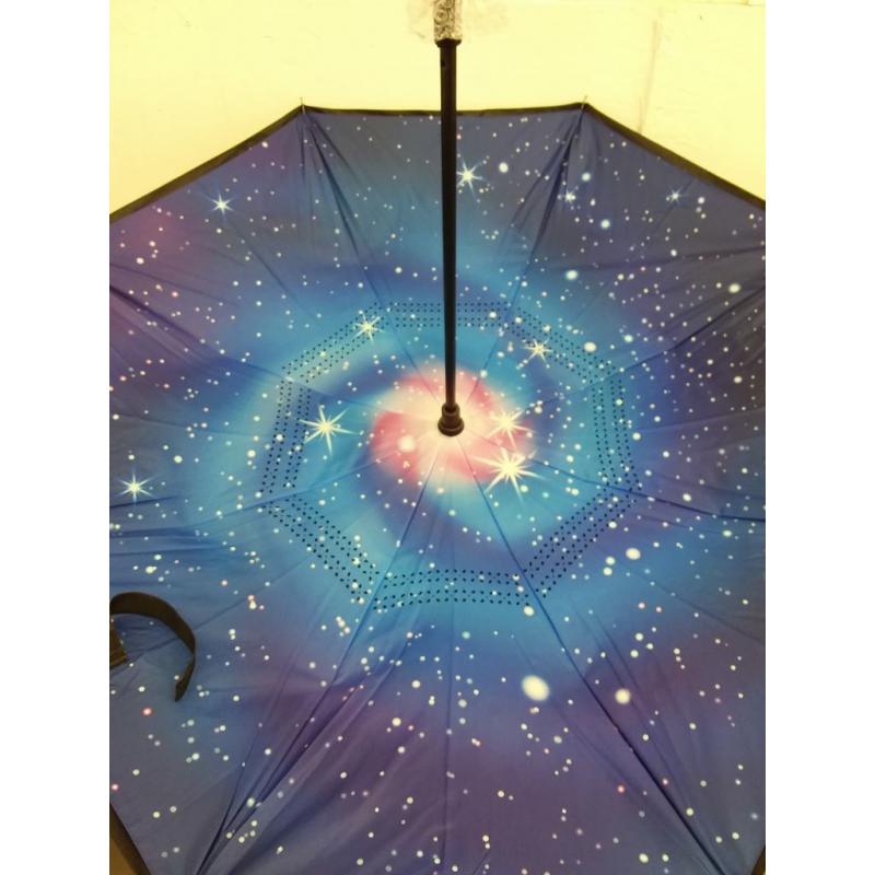 Double Layer Inverted Umbrella with C-Shaped Handle