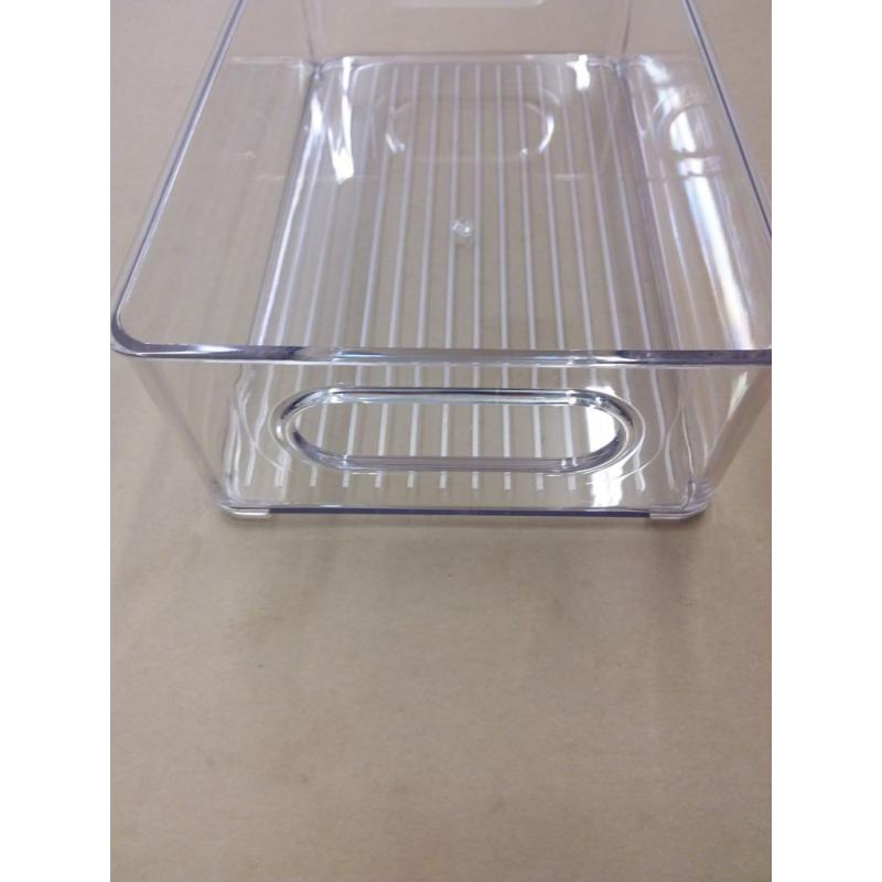 Set Of 6 Clear Stackable Refrigerator Organizer Bins, 10×6×3 Inch,