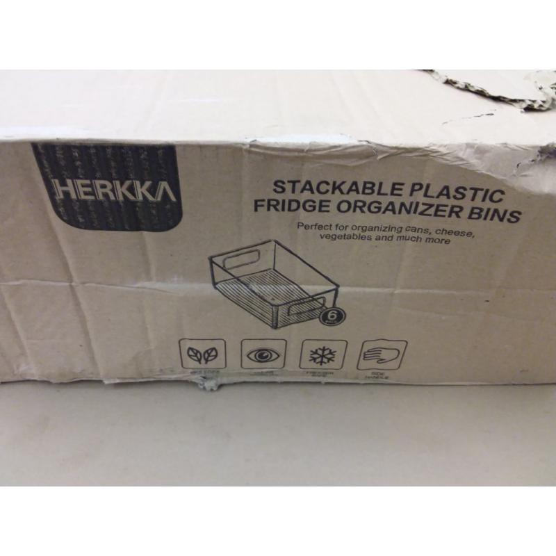 Set Of 6 Clear Stackable Refrigerator Organizer Bins, 10×6×3 Inch,