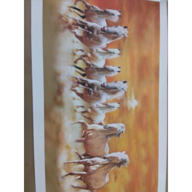 Feng Shui Eight Horse Canvas Painting