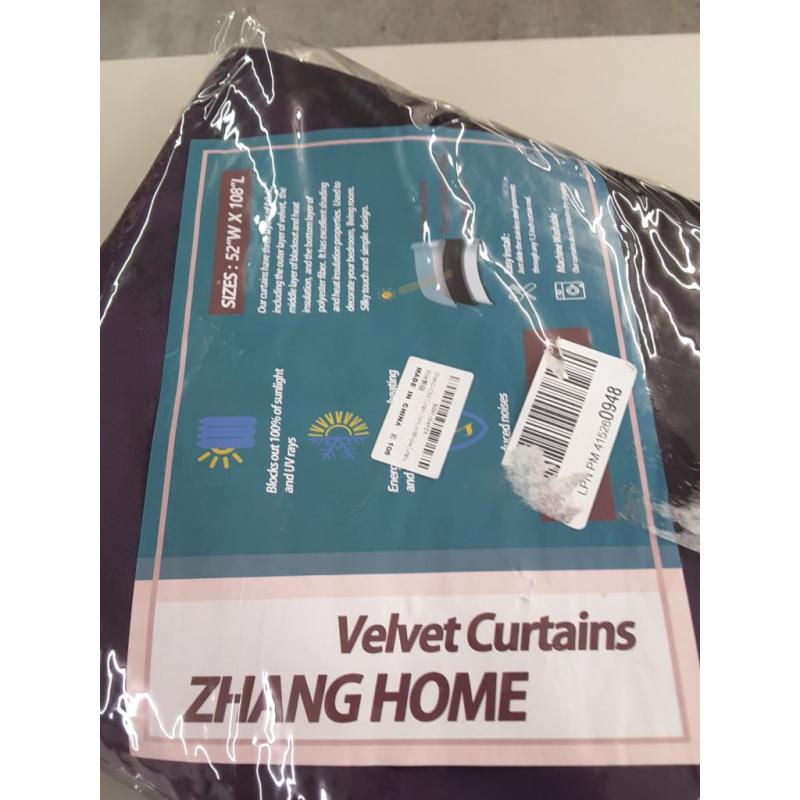 100% Blackout Velvet Curtain 52X108Inches