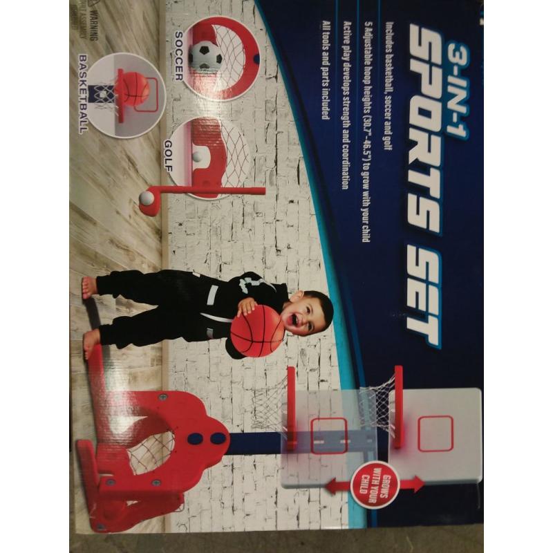 3-in-1 Sports Set; Basketball, Soccer, and Golf; Ages 3+