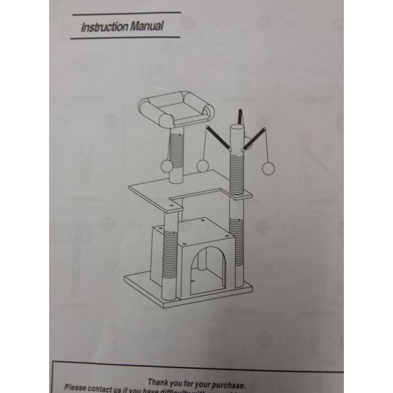 Cat Tree Condo Cat Tower with 3 Pompoms Cat House Climbing Stand