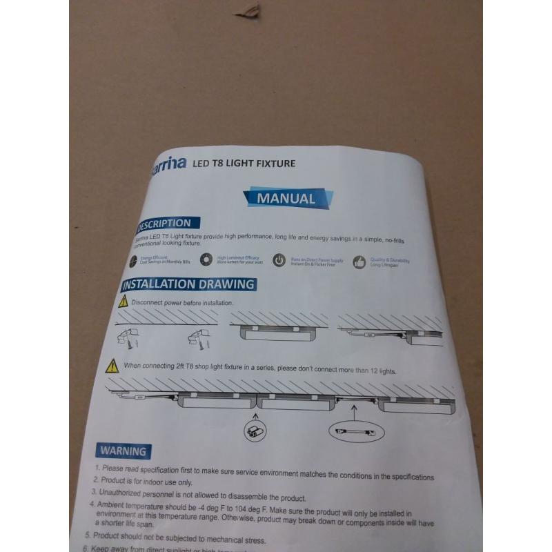 LED Shop Light 2ft 20W 2500LM 5000K T8 Fixture