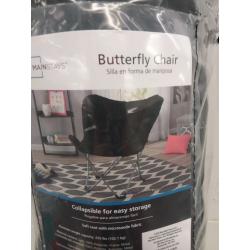 Mirco Suede Fabric Butterfly Folding Chair, Black