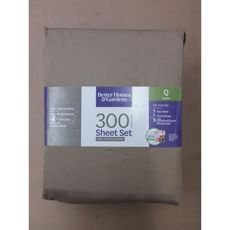 300 Thread Count 100% Cotton Wrinkle Resistant Sheet Set, Queen