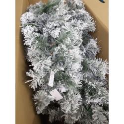 Clear Prelit Traditional Green Flocked Pencil Christmas Tree, 6'