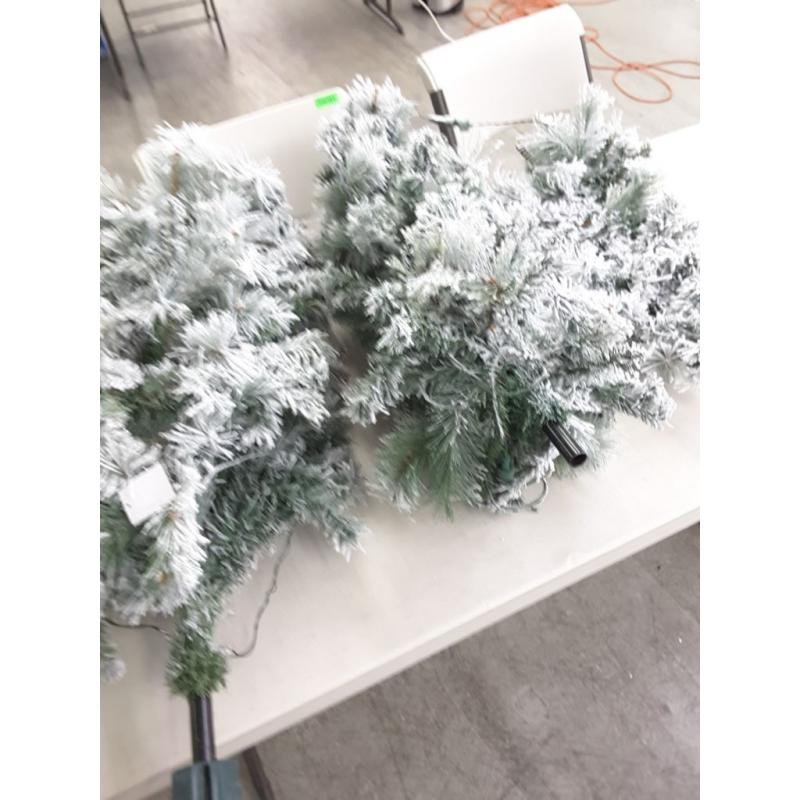 Clear Prelit Traditional Green Flocked Pencil Christmas Tree, 6'