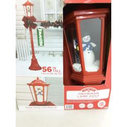 Holiday Time Snow Blowing, Muscial Snowman Lamppost, 56IN