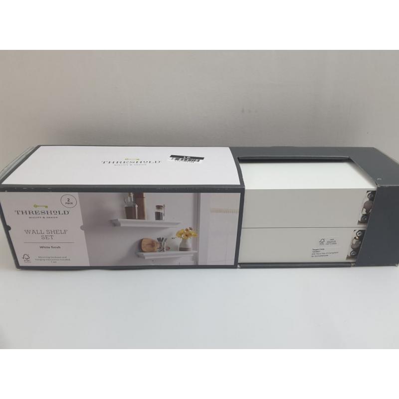 2pc Traditional Wall Shelf Set White - Threshold