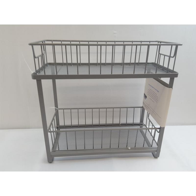 Two Tiered Slide Out Organizer Brushed Nickel - Brightroom